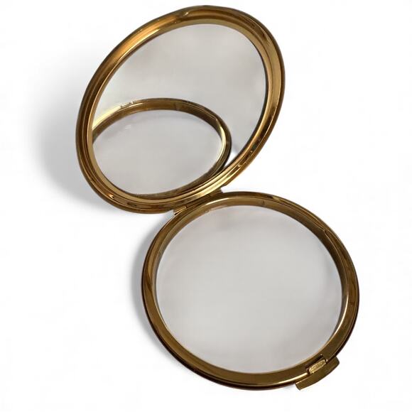 Stratton Powder Compact Mirror Strawberry Thief William Morris Gold Tone Birds - Picture 3 of 10